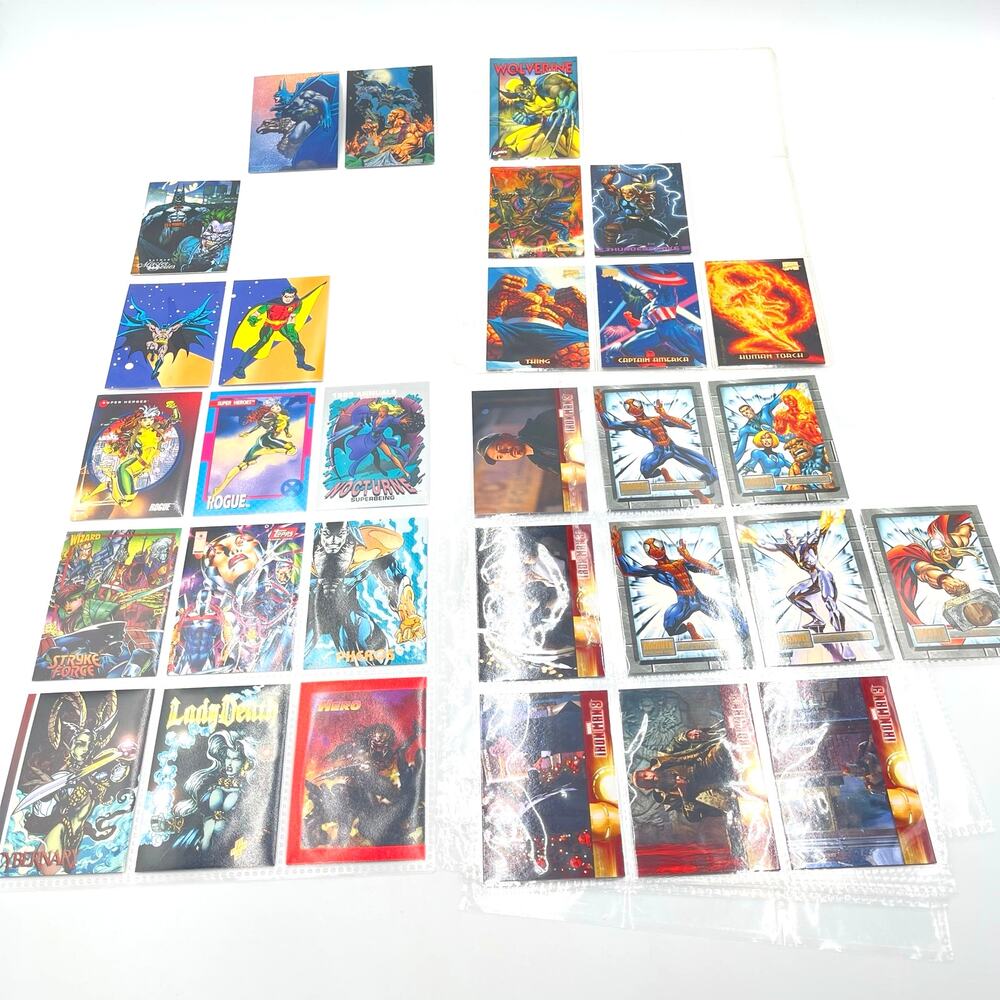 Superhero Random Lot of 30 Trading Cards Iron Man Spiderman Batman Variety